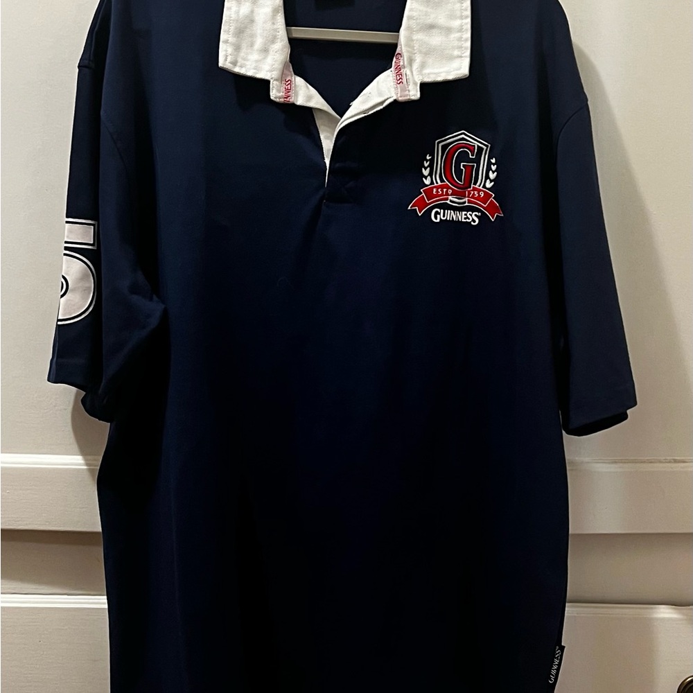 Guinness Navy Blue Rugby Polo Shirt XXL